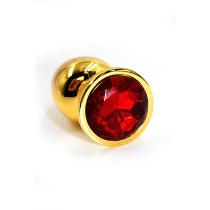 Kanikule, Золотая анальная пробка с ярко-красным кристаллом (Small)