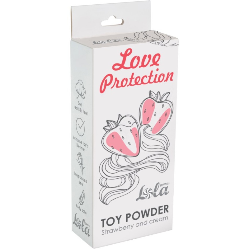 Пудра для игрушек ароматизированная Love Protection Клубника со сливками 30гр