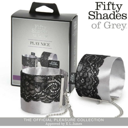 Fifty Shades of Grey, Наручники атласные с кружевом «Shades-of-Grey Play Nice», черно-серые