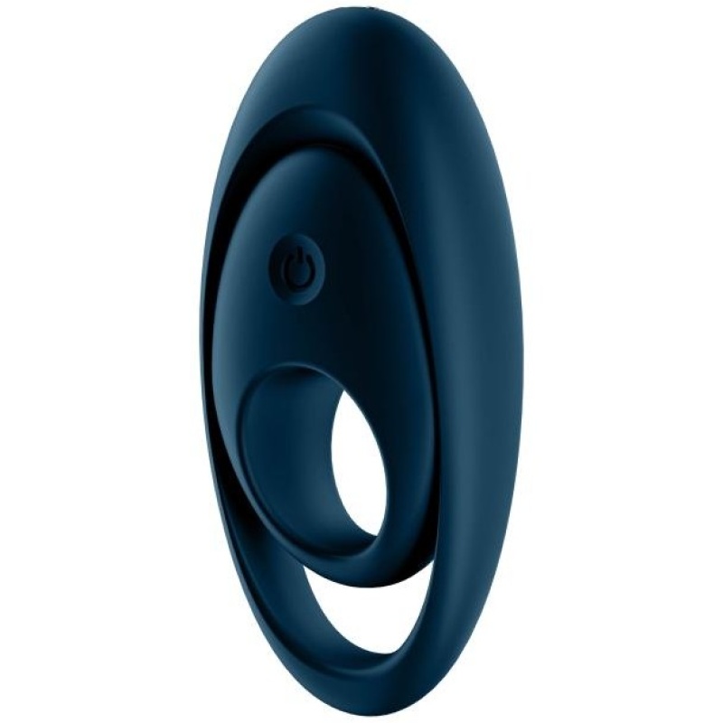 Эрекционное кольцо с вибрацией «Glorious Duo» с петлей для мошонки, цвет синий, материал силикон, Satisfyer
