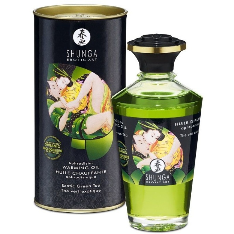 SHUNGA Warming oil Exotic green tea Масло интимное массажное 100мл
