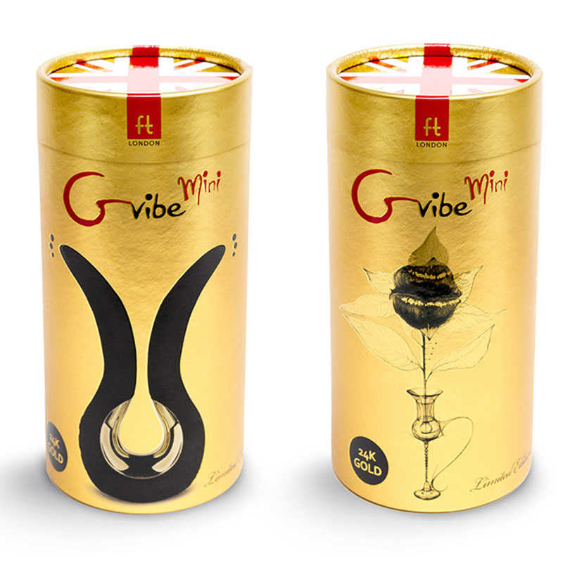 Вибратор Gvibe Mini Gold, золотое покрытие, черно-золотой