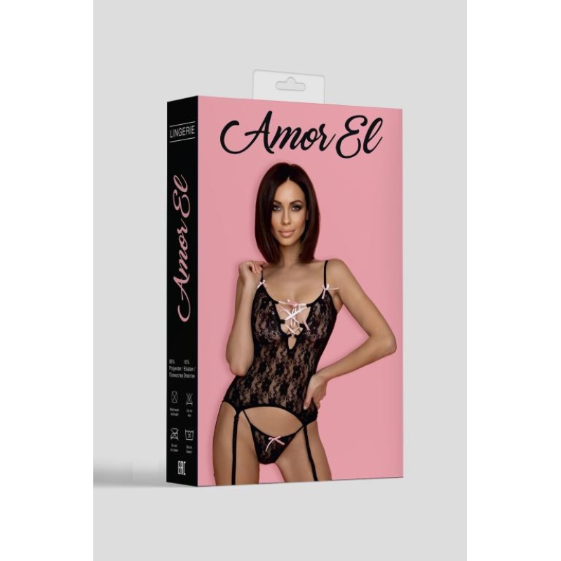 Amor El, Комплект эротического белья "Madrid", черный, S/M