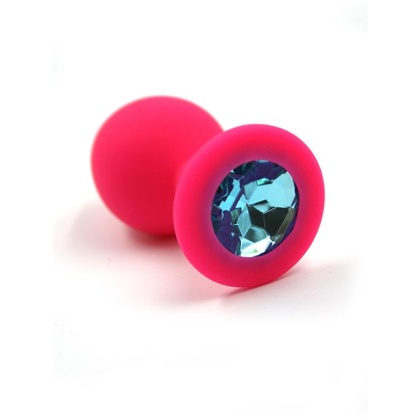 Анальная пробка из силикона с голубым стразом, цвет розовый, Kanikule