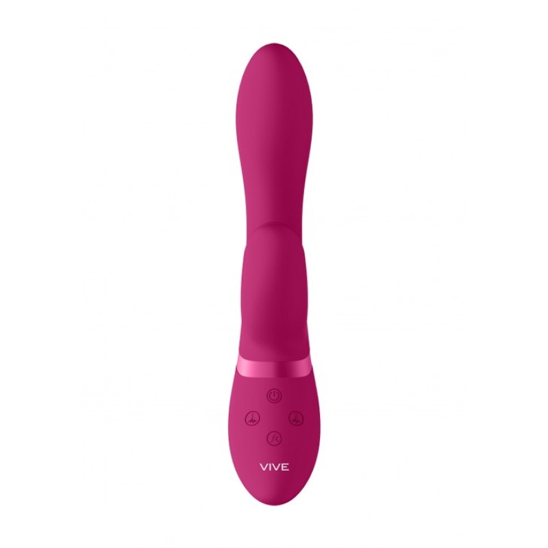 Shots, Розовый вибромассажер «Kyra» с функциями «пульсирующее воздействие» и «мгновенный оргазм»(21.3, Ø 3.5 см)